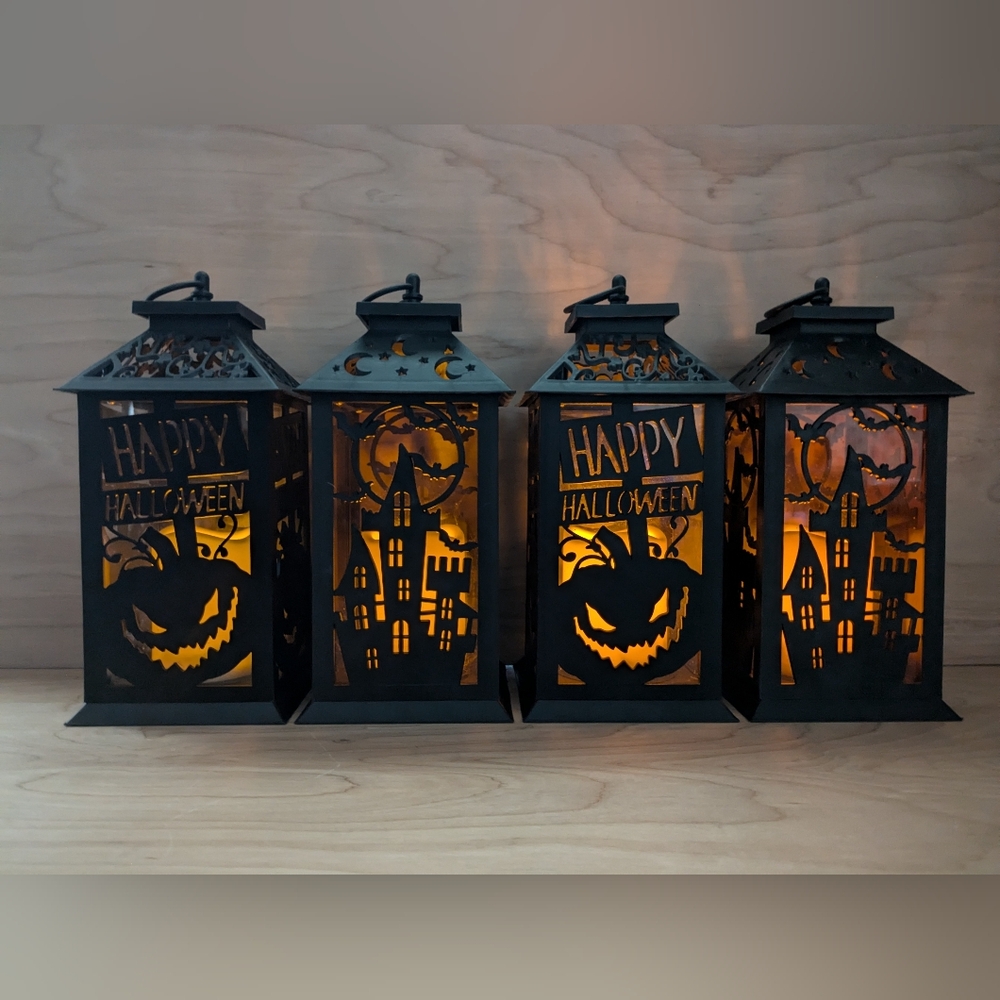 4 Northlight LED Lighted Happy Halloween & Haunted House 11" Jack-O'-Lanterns